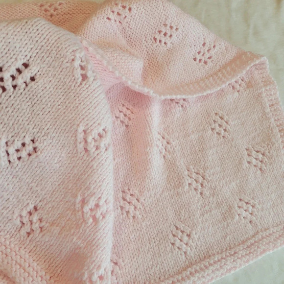 🌴3/$15🌴 Beautiful afgan crochet baby pink blanket / lap blanket handmade - Picture 6 of 12